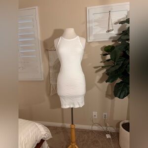 Denim Forum White Ribbed Racerback Dress size Medium